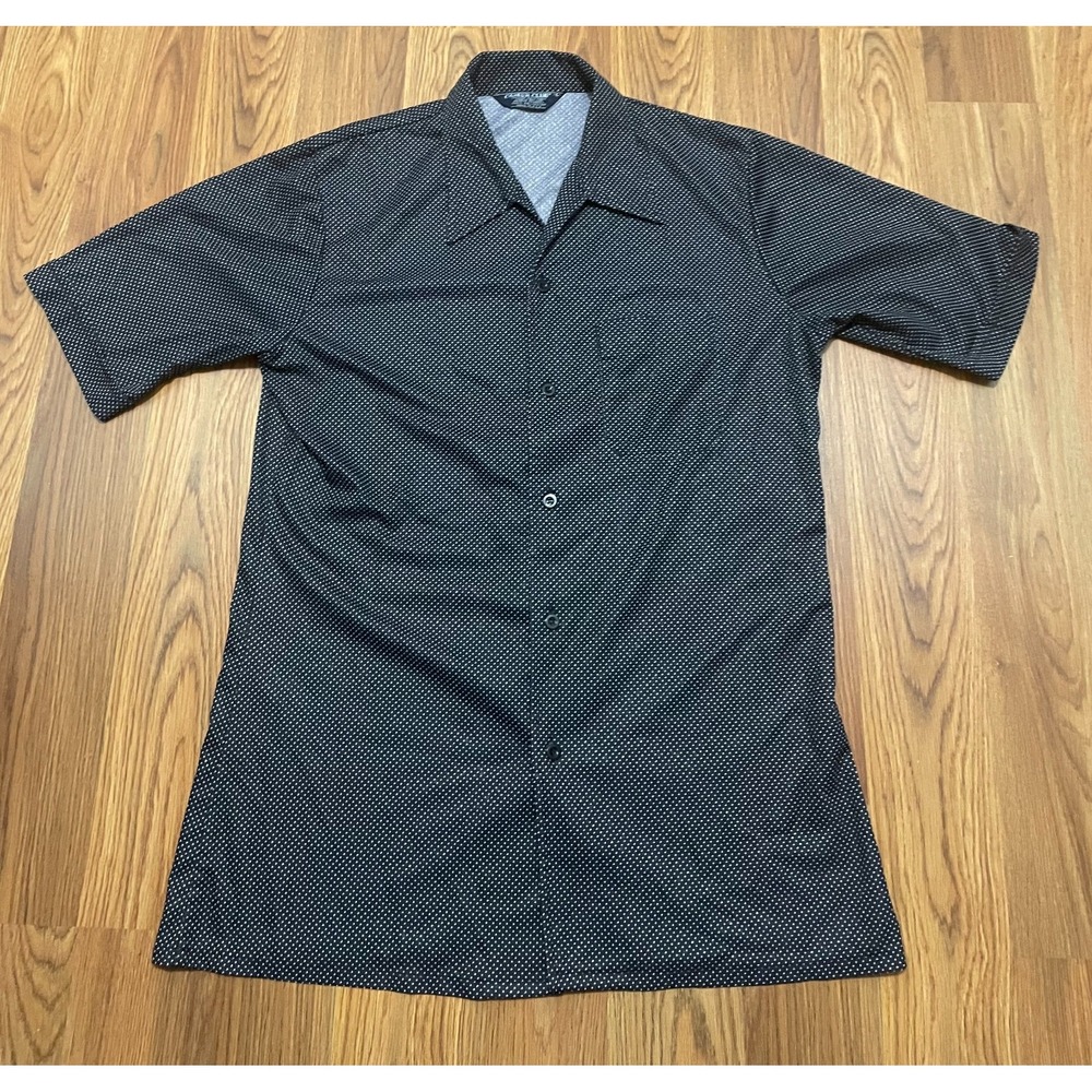 Career Club Shirt Mens Large Polka Dot Short Sleeve Button Front